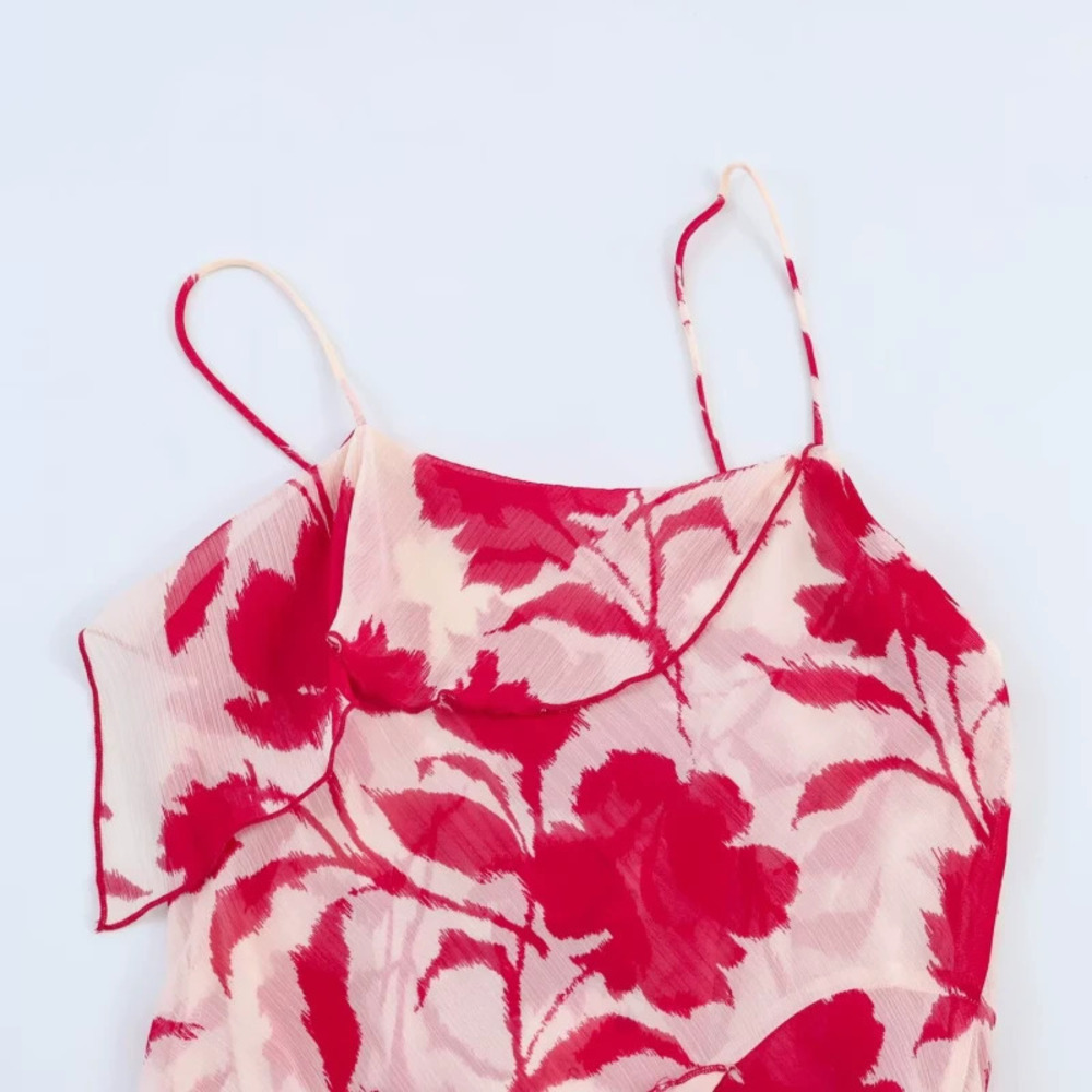 ZARA Elegant Floral Print Slip Midi Dress
